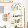 GarveeHome Arched Bookshelf 5 Tier Tall Bookcase Modern Standing Bookshelves Metal Storage Rack Shelf Wood Book Shelf for Bedroom, Living Room, Home Office (Gold)