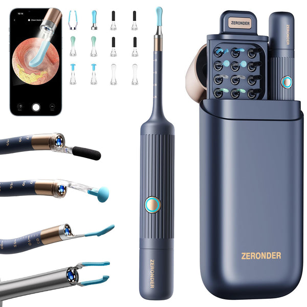 Ear Wax Removal Tool Camera: ZERONDER Ear Cleaner with Flexible Ear Scope - Visual Camera 1080P HD for Adults & Kids - Safe Ear Cleaning Tool for Home Use