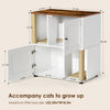 GarveeLife Cat Litter Box Enclosure for 2 Cats, Litter Box Enclosure with Double Room, Hidden Enclosed Cat Litter Box Furniture with Scratch Posts and Double-Layer Litter Mats White-A