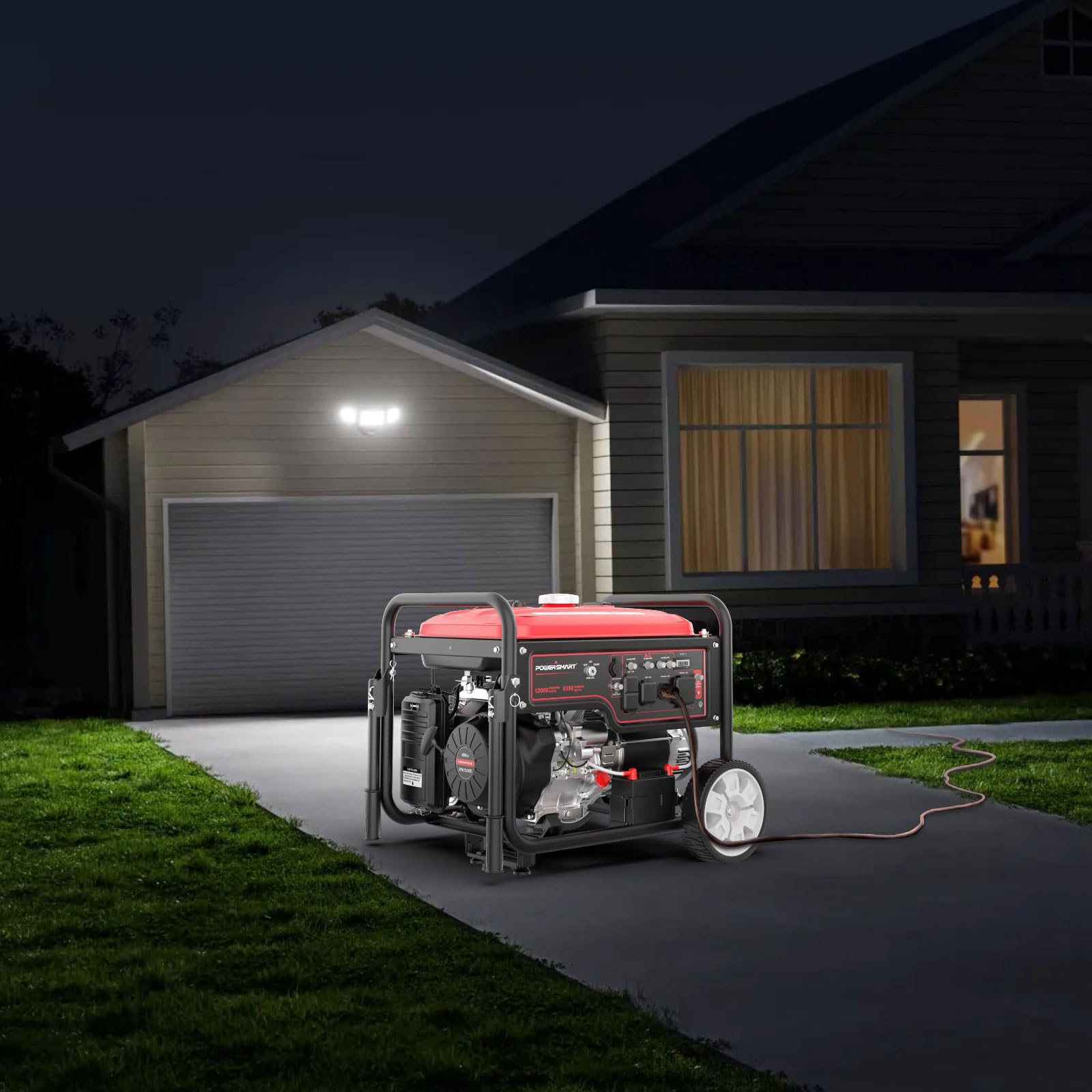 PowerSmart 459CC Gas Powered Outdoor Generator, 12000 Peak Watt for Home Use, Electric Start generator for Camping with Electric Start, Transfer Switch Ready 20A & 30A & 50A Outlets
