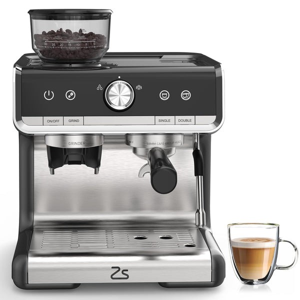 Garvee Espresso Coffee Machine with Grinder, 20 Bar Semi-Automatic Espresso Maker with Milk Frother Steamer Wand for Cappuccino, Latte, Macchiato, 2.8 L Water Tank, PID Temperature Control