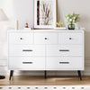 DWVO 7-Drawer Dresser in White Wood with Black Metal Handles, Anti-Tip Safety Feature, Modern Storage Cabinet for Living Room, Hallway, or Entryway