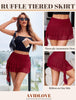 Avidlove Women's Asymmetric Ruffle Mini Skirt Ruched Hem Tiered Skirt Sexy Lace Lingerie Short Skirts