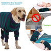 LovinPet Large Dog Pajamas Bodysuit, Lightweight Stretchy Knit Pullover Dog Onesie, Pet Pajamas for Dogs, Green and Black Stripe Print Dog Shirt, UV Protection, Stop Shedding for Dogs, Pet PJ's, L