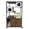 GarveeHome Cat Tree with Litter Box Enclosure 57.5''H Wooden Cat Tower Cabinet with Wheels Dog Proof Corner Hidden Litter Box with Condo, Hammock and Scratching Post Retro Brown