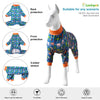 LovinPet Large Breed Dog Clothes Pajamas, Wound Care/Post Surgery Full Coverage Shirt, Dinosaur Land Blue Print, Lightweight Stretchy Knit Pullover Dog Onesie, Pet Pajamas for Dogs, Pet PJ's, 3XL