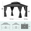 YITAHOME 10X12FT Hard Top Metal Gazebo Patios Double Roof Canopy Aluminum Frame Garden Gazebo Tent Curtains Netting for Patios Backyards Decks Lawns Gray