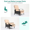 YITAHOME Outdoor Recliner Chair, 2-Piece Patio Adjustable Wicker Reclining Lounge Chairs, Dual-use Rattan Furniture Set with Soft Thick Cushions, Extended Footrest, Flip Back, Brown & Beige