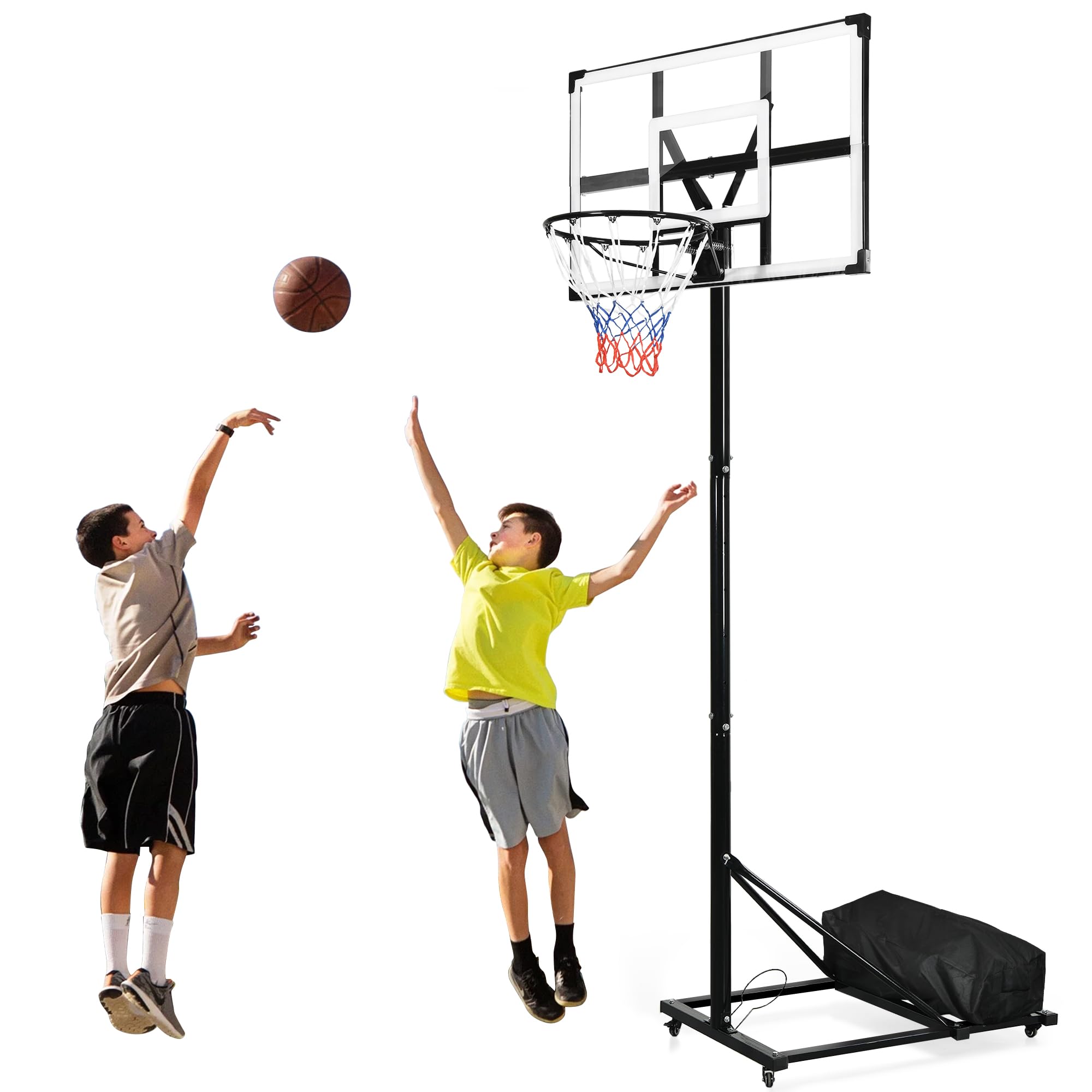 YITAHOME Basketball Hoop Outdoor, Portable Basketball Hoops & Goals, 4.5-10 FT Adjustable Basketball Hoop Outdoor with 44in Reinforced Iron Frame Backboard