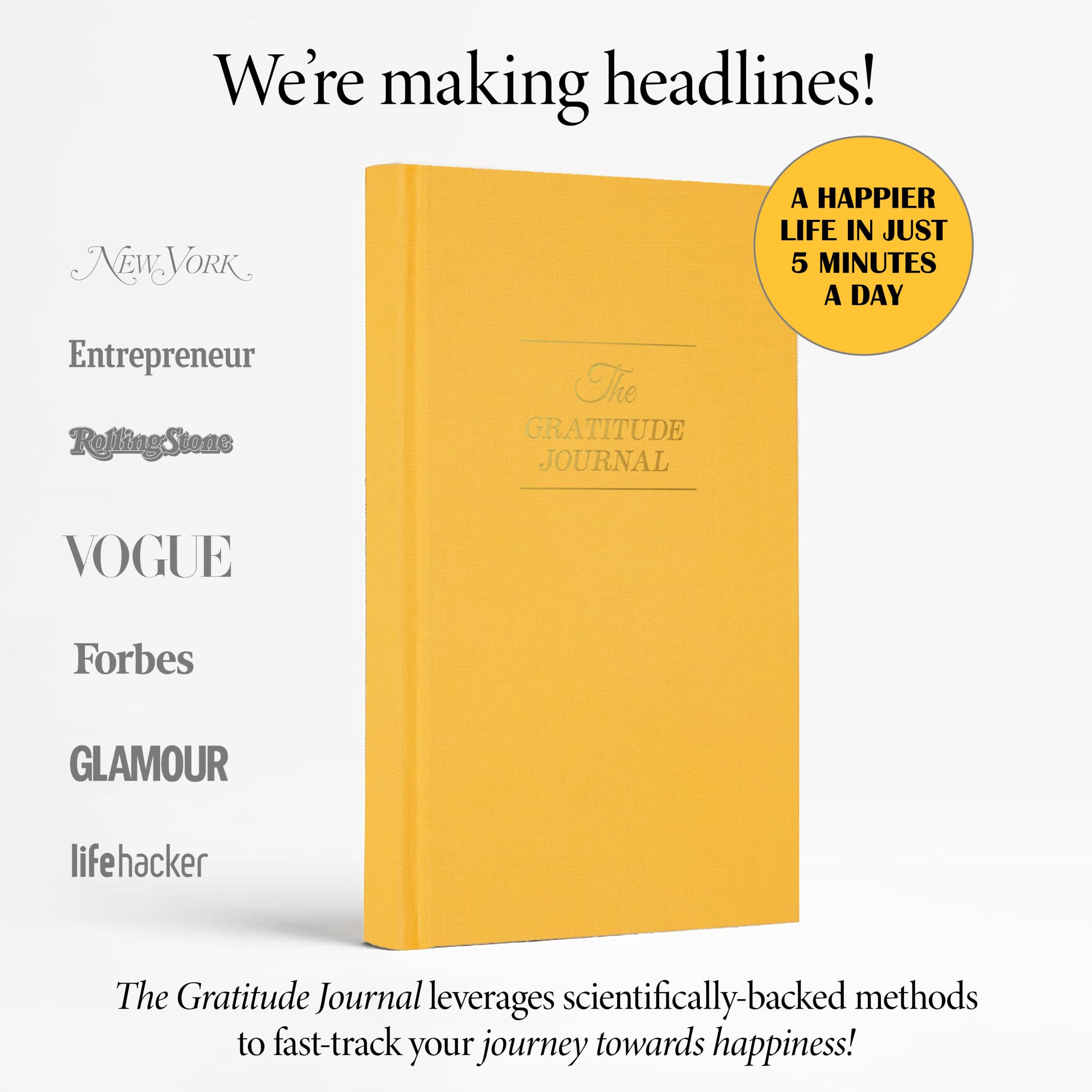 The Original Gratitude Journal 2025 with Inspiring Quotes & Mindful Prompts for Happiness and Positive Mindset - Notebook for Affirmation, Reflection & Optimism - Premium Hardcover Yellow