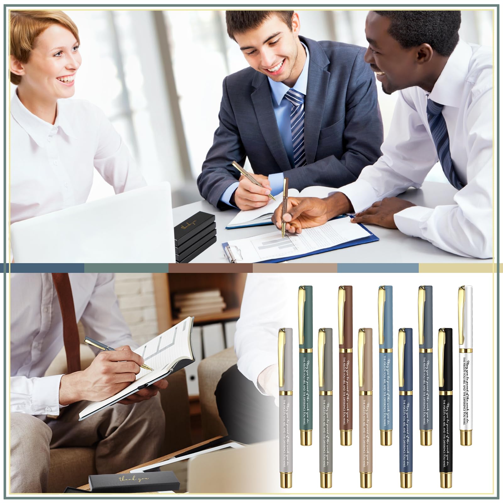 PerKoop 20 Sets Thank You Gifts Inspirational Ballpoint Pen with Boxes Motivational Quote Pen Bulk Appreciation Gift for Employee Volunteer Teacher Nurse Assistant Secretary(Modern Colors,May You)