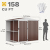 DWVO 8 x 4 ft Outdoor Storage Shed with 2-Tier Shelf, Metal Tool Shed & Garden Storage Cabinet for Backyard, Patio, Equipment & Bike, Brown