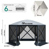 YITAHOME 11.5x11.5ft Camping Gazebo, Portable Pop Up Canopy Outdoor Screen Tent 6 Sided with Mesh Windows and Carry Bag for Camping, Picnic, Backyard Party Outside Activities, Gray