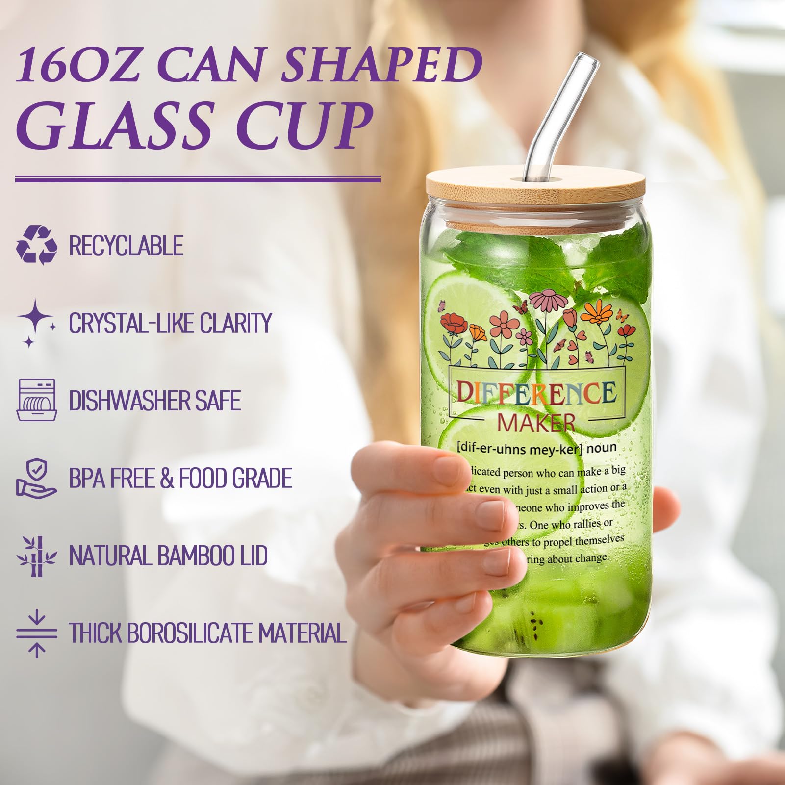 Thank You Gifts for Women, Employee Appreciation Gifts for Coworkers Office Gifts, Farewell Christmas Thank You Gifts Basket for Employees Boss Day Teacher Nurse Mom Her Hostess w/ 16Oz Can Glass Cup