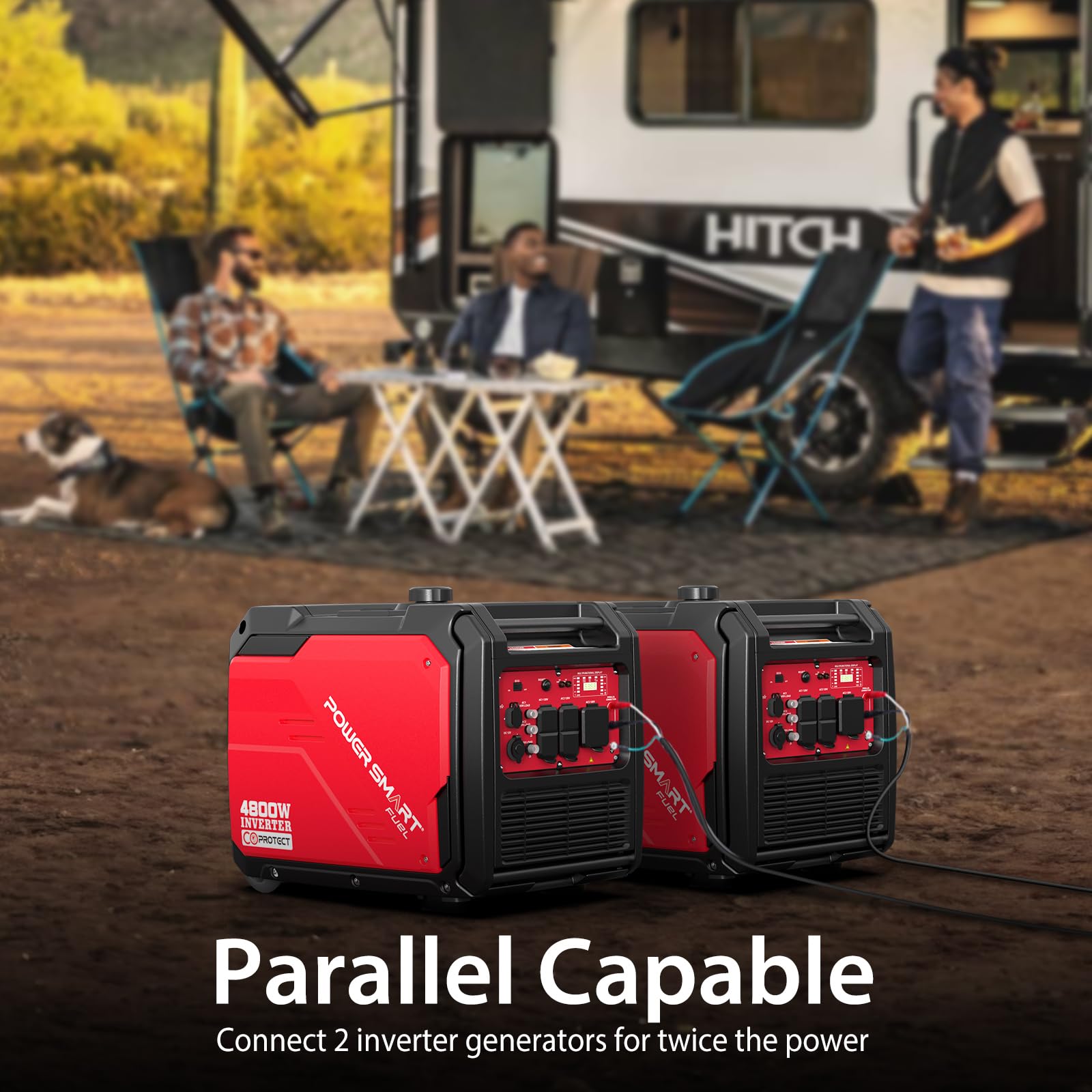 PowerSmart 4800-Watt Portable Inverter Generator with Wheels Handle Kit, CO Sensor, Quiet, 30 Amp for RV-Ready, HB5046C