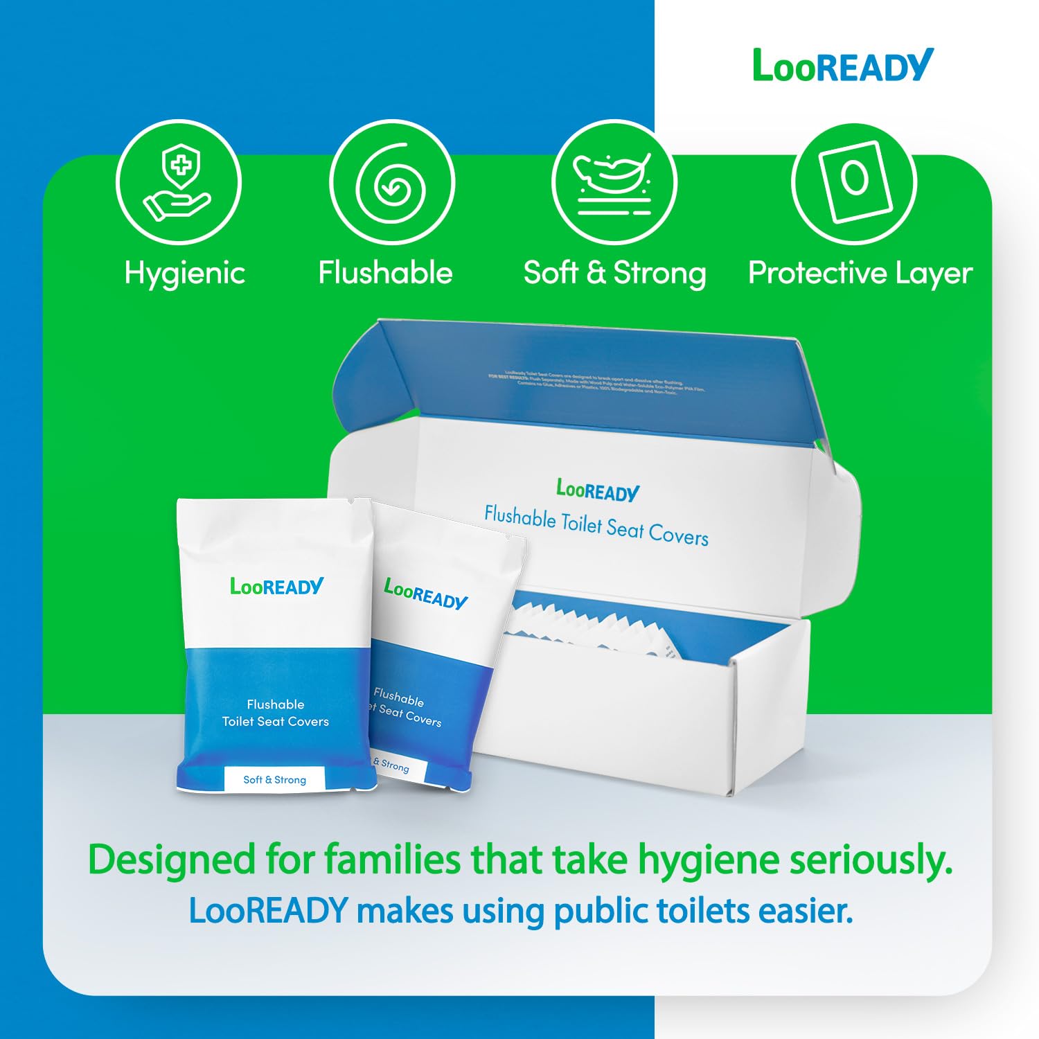 Toilet Seat Covers Disposable Flushable - Extra Thick & Large (18x22") - Individually Wrapped Toilet Seat Cover for Travel & Public Bathroom - Premium Quality, Convenient, and Hygienic (30 Pack)