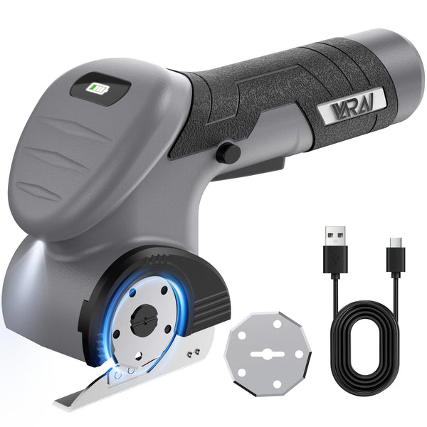 VARAI Cordless Electric Scissors, Fast Charging Rechargeable Cardboard Cutter with Replaceable Blades and Long-Lasting Battery, Effortless Cutting for Cloth, Fabric, Plastic & Leather