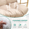 YITAHOME Double Hanging Egg Swing Chair Patio Love Seats 2 Person Couple Wicker Rattan Chair Outdoor Egg Chair with Cushions 550lbs for Patio, Poolside, Balcony,Round Khaki