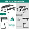 YITAHOME Picnic Table Heavy Duty Outdoor Picnic Table and Bench with Weather Resistant Resin Tabletop & Stable Steel Frame for Yard Patio Lawn Party Black