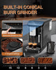 GarveeTech Fully Automatic Espresso Machine, 20 Bar Espresso & Coffee Machine with Milk Frother, Built-In & Adjustable Espresso Bean Grinder, Touch Screen Coffee Machine with 1.5L Water Tank