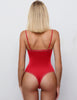 Avidlove Thong Bodysuits for Women Double Lined Lace Trim Red Body Suit Spaghetti Strap Sleeveless