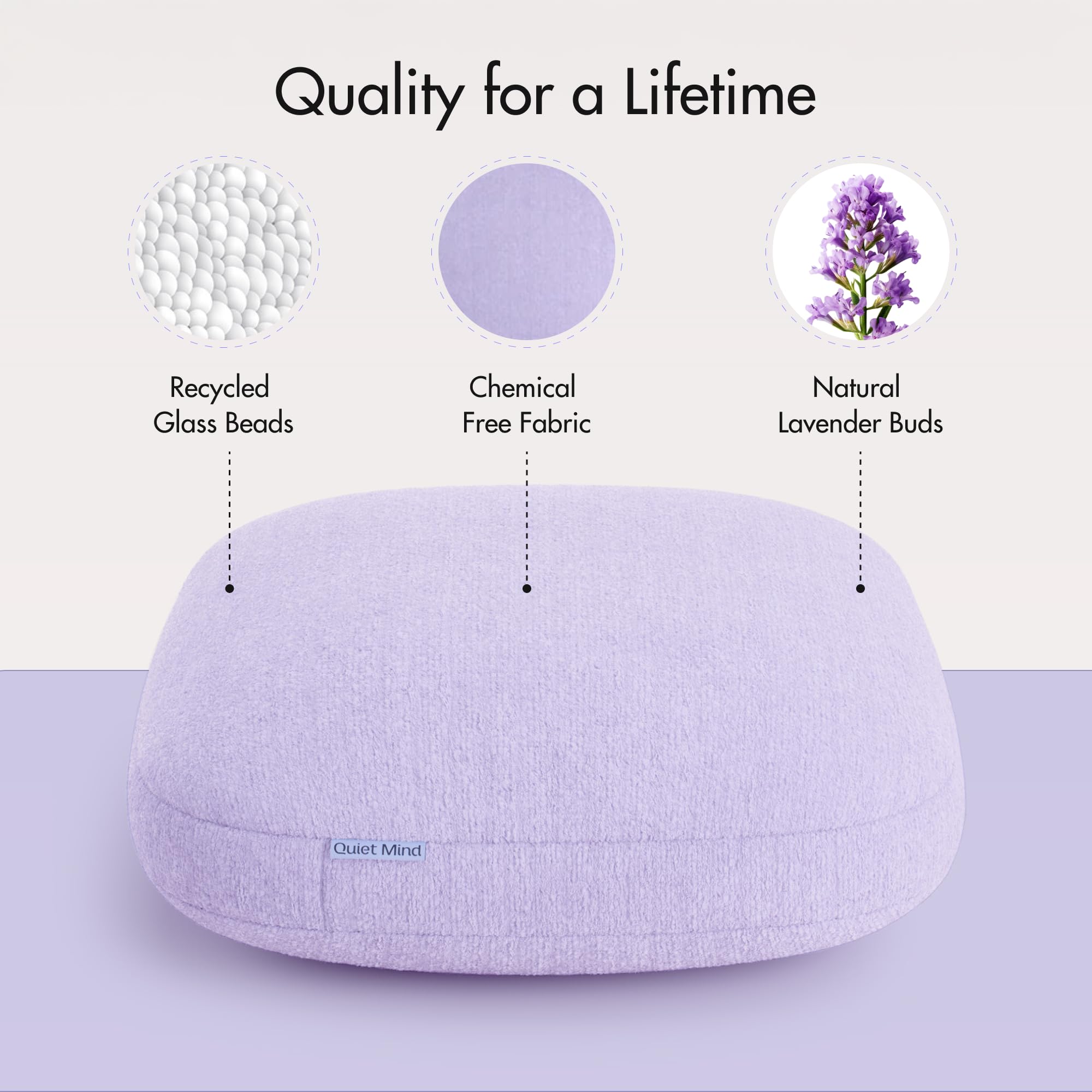 Quiet Mind Weighted Body Pillow for Kids & Adults – Large 6lb Lavender-Infused Hug Pillow – Soft, Calming Full-Body Support with Recycled Glass Beads & Non-Toxic Materials