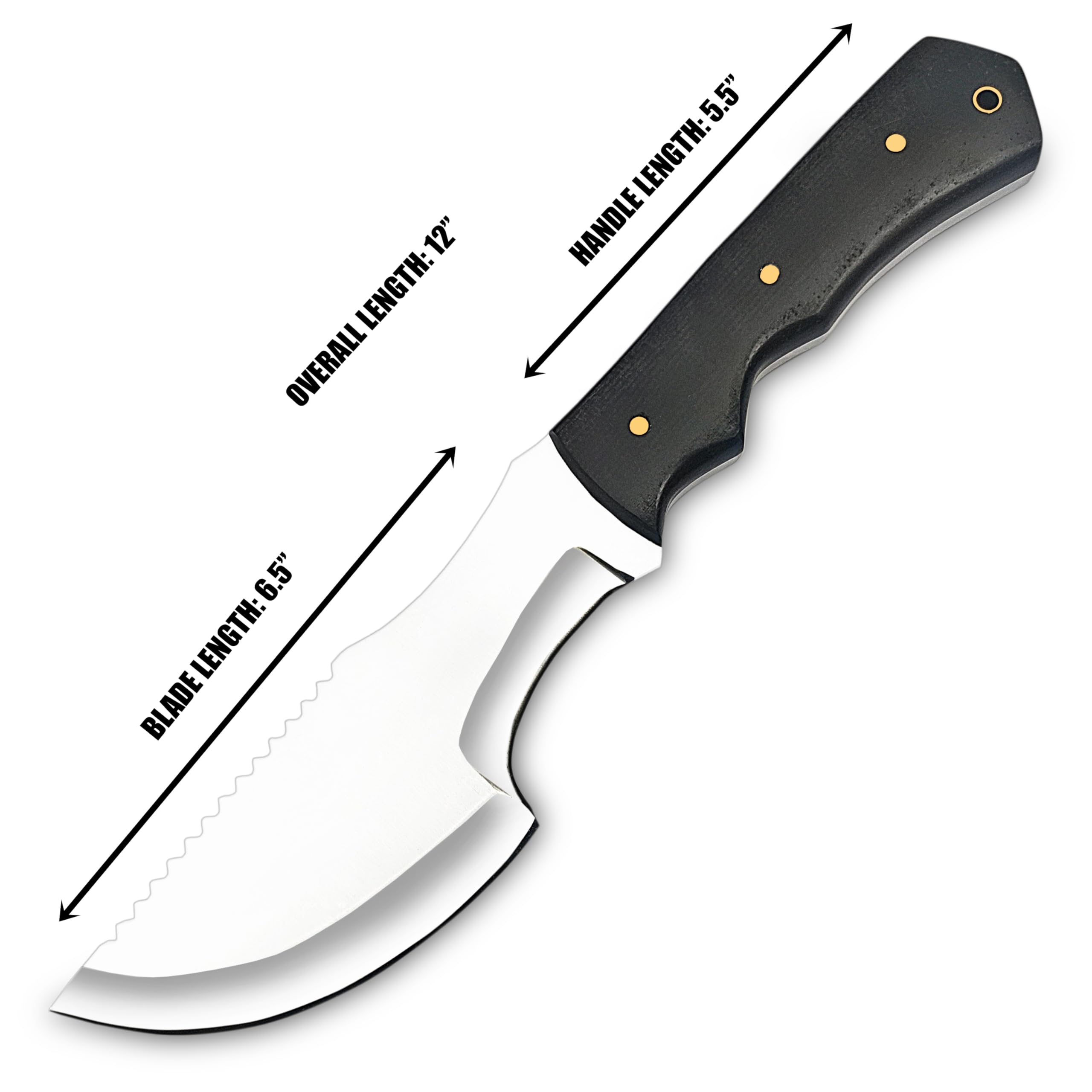 WARIVO KNIFE D2 Steel Tracker Knife 12 Inch Fixed Blade Bushcraft Survival Knife Full Tang with Micarta Handle & Leather Sheath for Camping, Hunting, Outdoor Use
