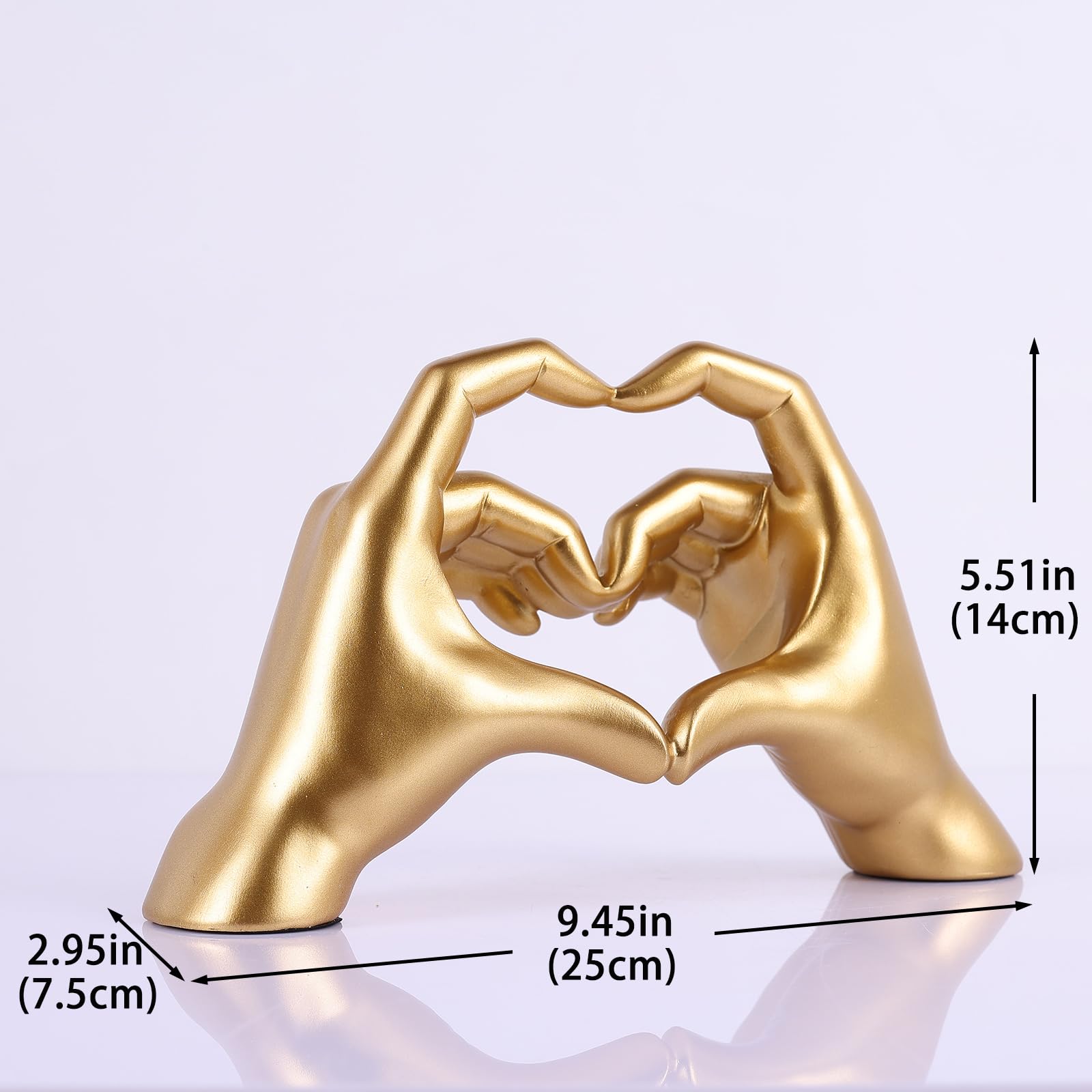 Gold Heart Hands Sculpture, heart hands statue, Modern Hand Decor, Aesthetic Home Decor for Living Room Bedroom Bookshelf Coffee Table, Unique Birthday for Women Girls Sisters Girlfriend Mom Teacher
