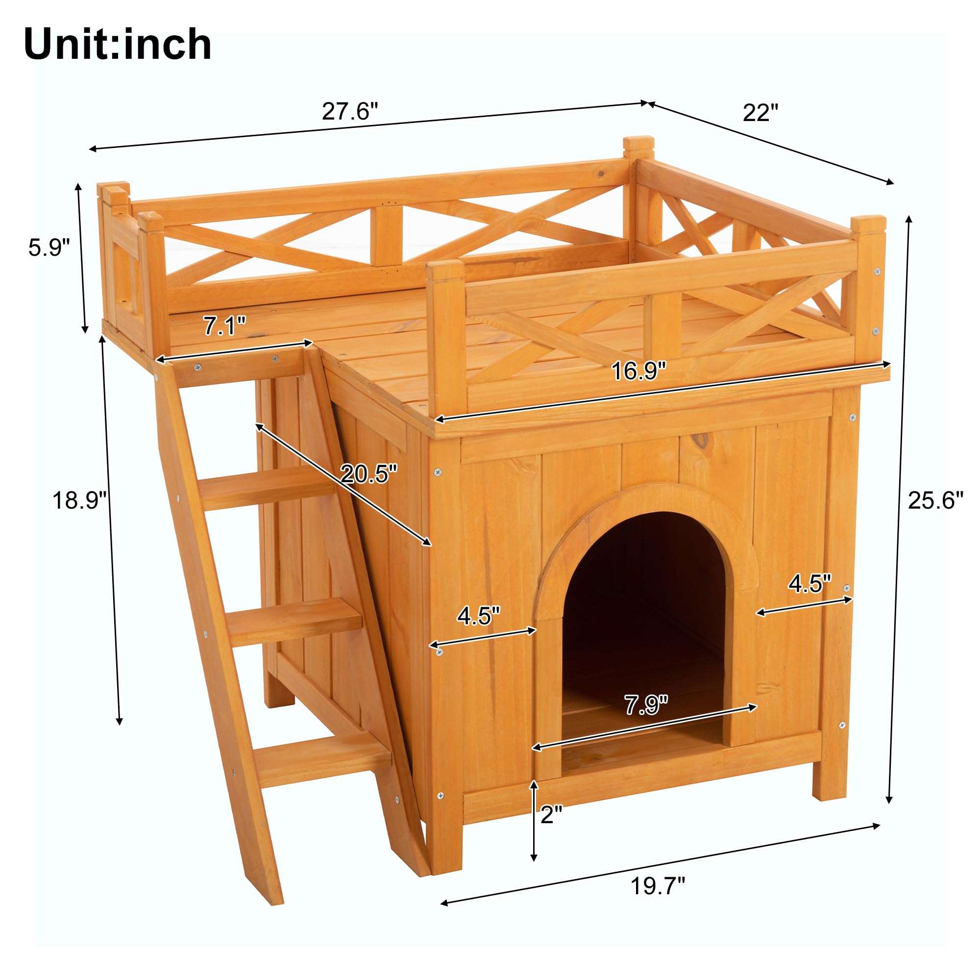 118" Large Wooden Window Catio Outdoor Cat Enclosure Walk in Cat Cage Kitten Playpen Patio with Weatherproof Roof, 2 Resting Houses,2 Bouncy Bridges and 6 Platforms Natural Wood
