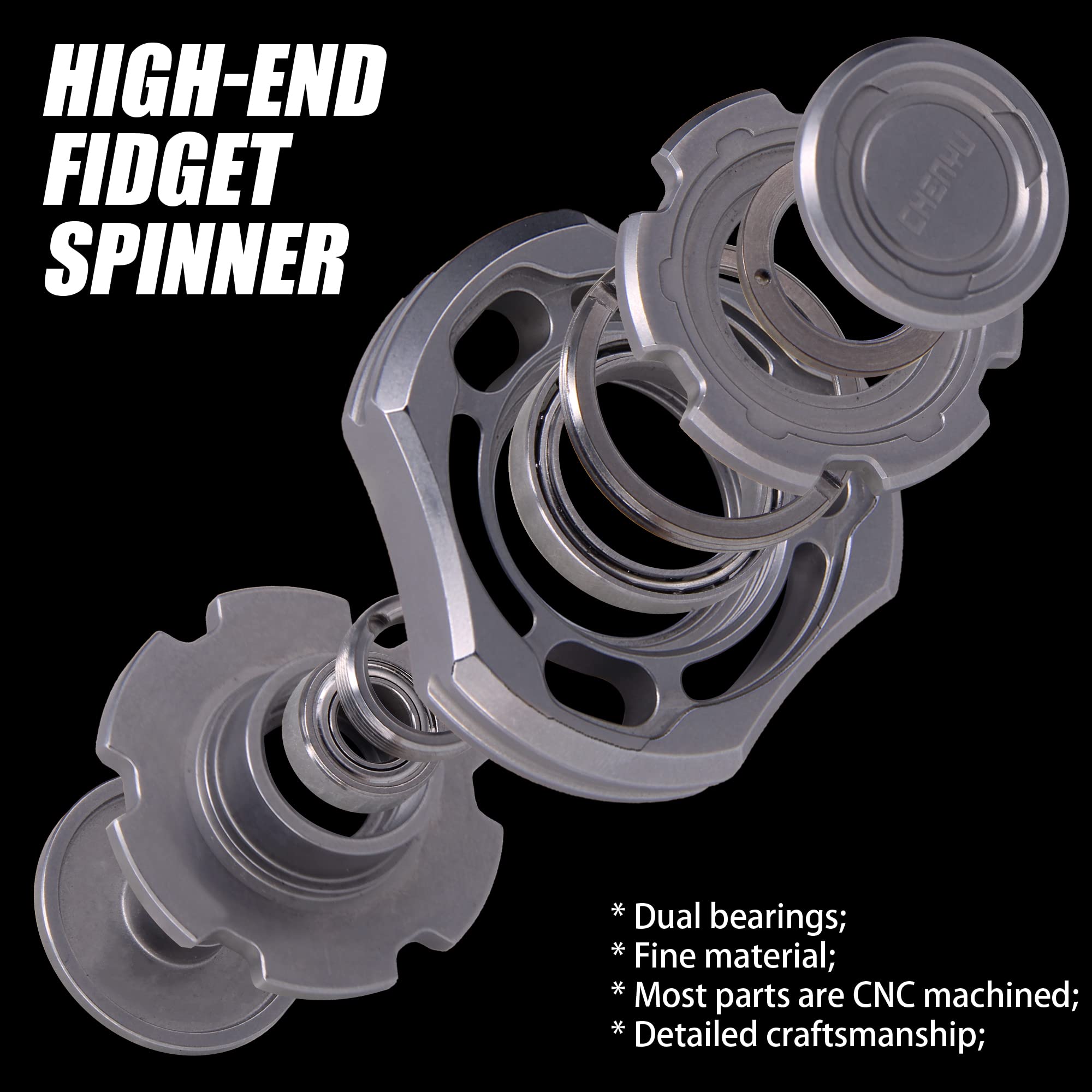 DjuiinoStar High-end Fidget Spinner, Unique Dual Bearings Design, Precisely CNC Machined (Oxidation Treated Copper, Retro Feel), Premium EDC Toy DFS-04