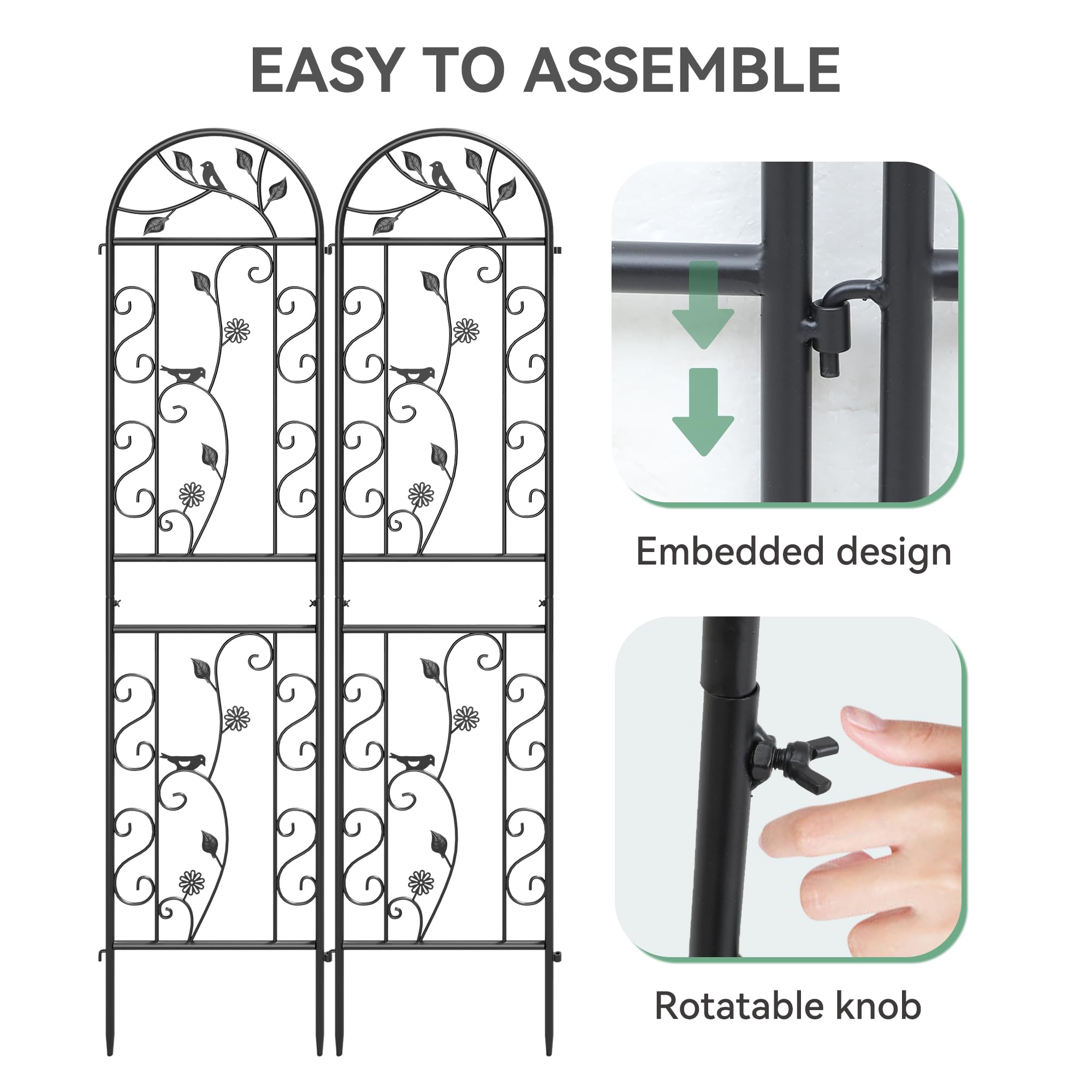 YITAHOME 2 Pack 87x20in Garden Trellises, Black Metal Coated Rustproof Trellis for Climbing Plants Outdoor, Roses, Vegetables, Vines, Cucumbers