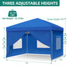 YITAHOME 10x10 Pop Up Canopy with 4 Removable Sidewall, Easy Set-Up Portable Canopy Tents for All Season Wind Gazebo with Roller Bag for Camping Wedding Patio Parties Beach Commerce, Blue