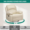 YITAHOME Oversized Rocker Recliner Chair with Heat and Massage, Lazy Boy Recliner with Overstuffed Armrest, Rocking Function and Side Pocket, Faux Leather Manual Reclining Chair for Living Room,Biege2
