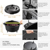 Overmont Camp Dutch Oven Pre Seasoned Cast Iron Lid Also a Skillet Casserole Pot with Lid Lifter for Camping Cooking BBQ Baking 9QT(Pot+Lid)