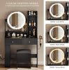 YITAHOME Makeup Vanity Desk with Mirror and Lights, Vanity Table Set with Power Outlets, Storage Drawer, Chair and 3 Shelves, Bedroom, Black