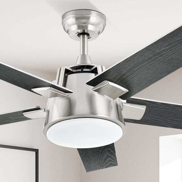 YITAHOME Ceiling Fan with Light and Wall Switch Remote, 52 Inch Modern Black Fan, Quiet Reversible Motor, Dimmable LED 3-Color, Memory Function for Bedroom Living Room