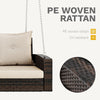 DWVO 3 Seats Porch Swing Hanging Bench Swing Outdoor Wicker Patio Swing Lounge Front Rattan 794lbs for Garden, Balcony, Brown&Beige