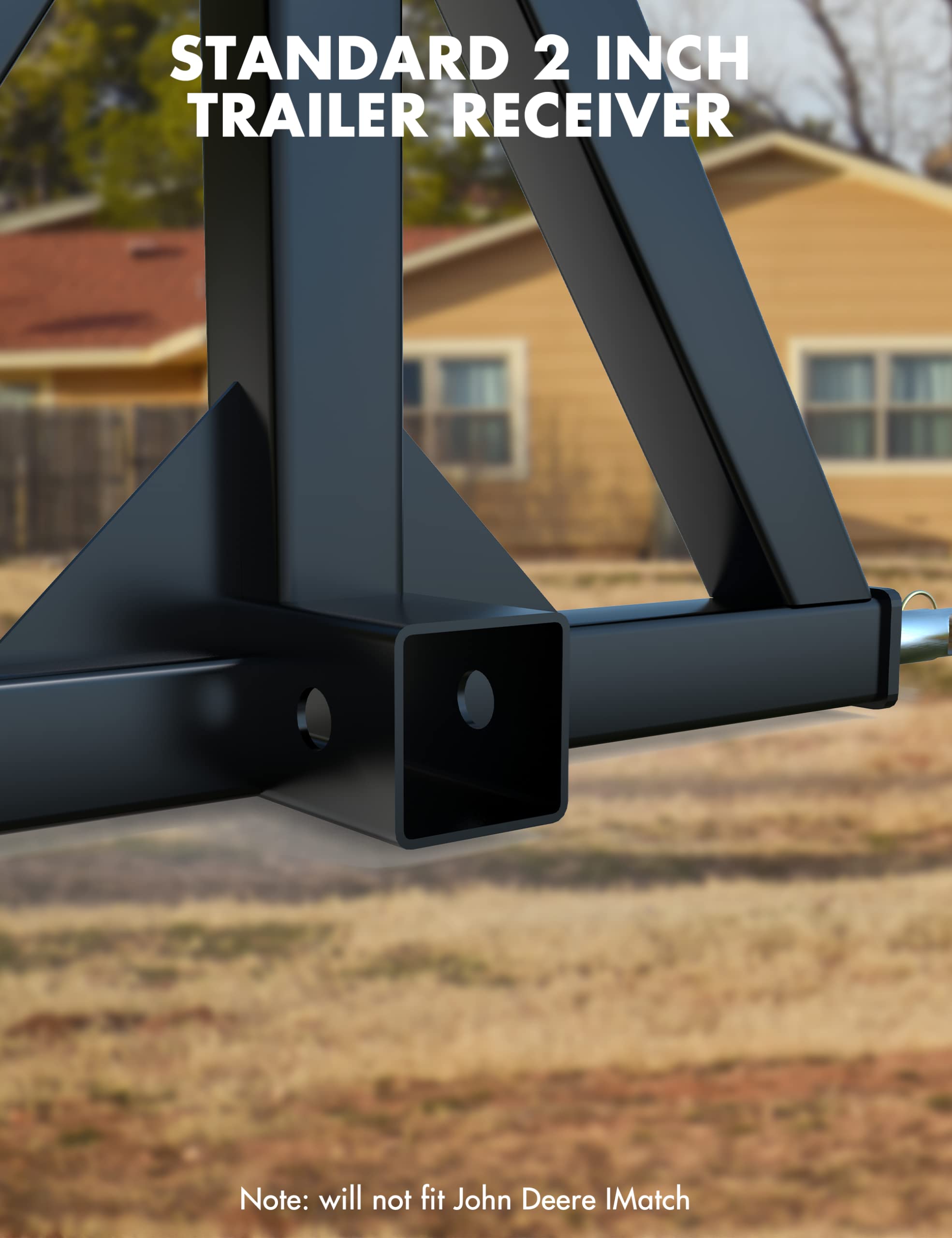 KYBOLT 3 Point 2" Trailer Hitch Receiver Heavy-Duty for Category 1 Tractors Compatible with Kubota, BX, LM25H, WLM Tractor, NorTrac, Yanmar, Kioti, Cat, John Deere