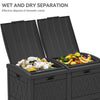 YITAHOME 76 Gallon Dual Compartment Outdoor Trash Can, Resin-Based with Layered Lid and Drip Tray, Waterproof Garbage Bin Black