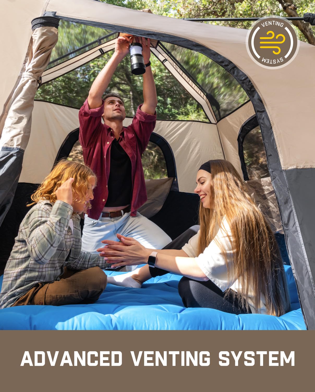 FanttikOutdoor Zeta C6 Pro Camping Tent 6 Person Instant Cabin Tent Setup in 60 Seconds with Rainfly & Windproof Portable with Carry Bag for Family Camping & Hiking, Khaki