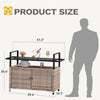 DWVO Patio Storage Cabinet,Outdoor Bar Cart with Glass Top,Outdoor Storage Table with Wheels for Patio, Poolside and Backyard,Light Brown