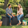 YITAHOME Outdoor Storage Box, 120 Gallon Waterproof Deck Box for Garden Tools, Patio Cushions, and Pool Accessories, Lockable, Easy Assembly, Versatile Bench or Table (Black)