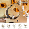 Cat Sports Running Wheel, Cats Wheel Wood Climbing Frame, Cat Litter Fitness Wheel for Indoor Cats,Climbing Ladders,Cat Scratching Board,Cat Bowls,46.4 ×38.5×42.1 Inchs (Upgraded 5-In-1model)