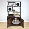 GarveeHome Cat Tree with Litter Box Enclosure 57.5''H Wooden Cat Tower Cabinet with Wheels Dog Proof Corner Hidden Litter Box with Condo, Hammock and Scratching Post Retro Brown