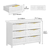 DWVO 6-Drawer Dresser for Room, White Wood Dresser with Charging Station and LED RGB Light, Chest of Drawers Storage Organizer TV Stand for 60'' TV for Room, Living Room, Closet, Entryway
