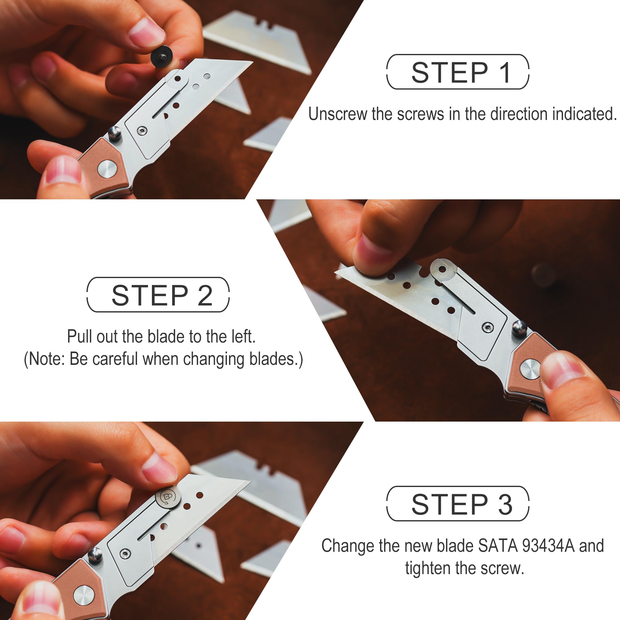 NUKNIVES U23 Kumpanter Folding Utility Knife - Versatile EDC Knife with Quick-Release Blade, Compact Foldable Pocket Utility Knives - Copper