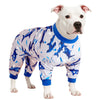 LovinPet Lovinpet Big Dog Pajamas, Pajamas for Large Dogs, Lightweight Fabric, Fintastic Blue Print, UV Protection, Pitbull Clothes, Easy Wearing Adorable Dog Clothes, Pitbull Onesie, Blue Shark 3XL
