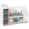GarveeHome Kids Bookshelf with Reading Nook, Bookcase with Detachable Cushion, Adjustable Shelf,Storage Organizer with Book Rack for Bedroom, Playroom, Gift for Boys and Girls, White