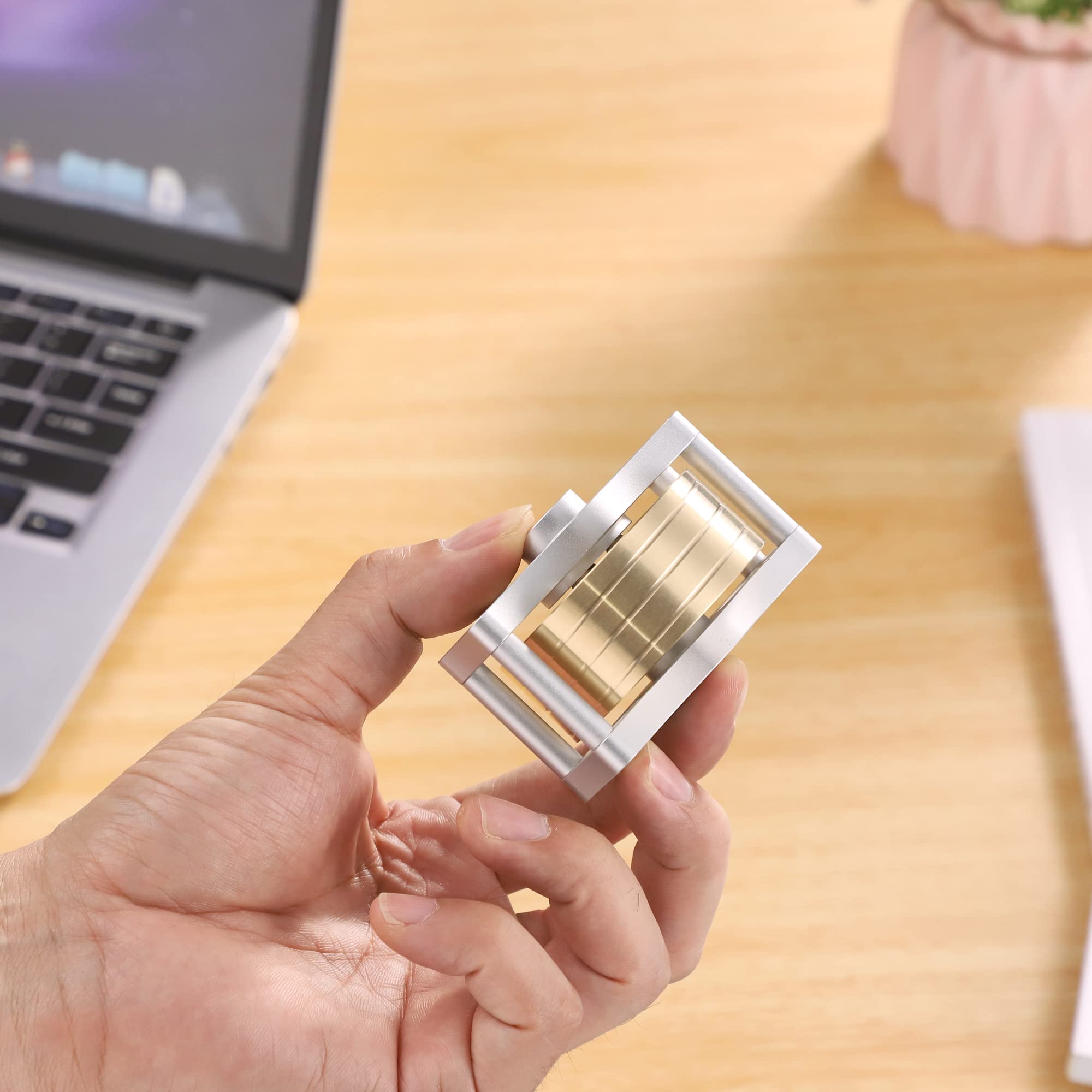 Brass Metal Spinning Top, Kinetic Fidget Spinner Desk Toys for Office Adults (Brass)…