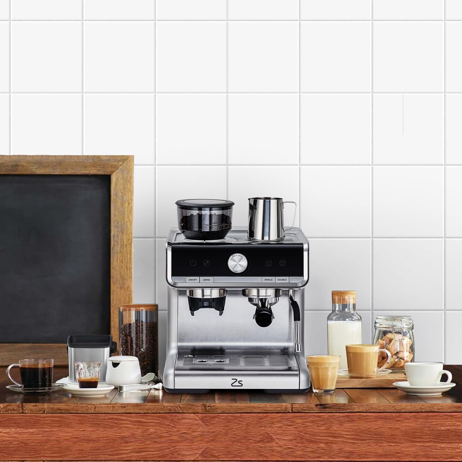 GarveeTech 20 Bar Espresso Machine, Semi-Automatic Espresso Maker with Bean Grinder and Milk Frother Steam Wand, Home Barista Coffee Machine for Macchiatos/Cappuccino/Latte, Gift for Mom Dad